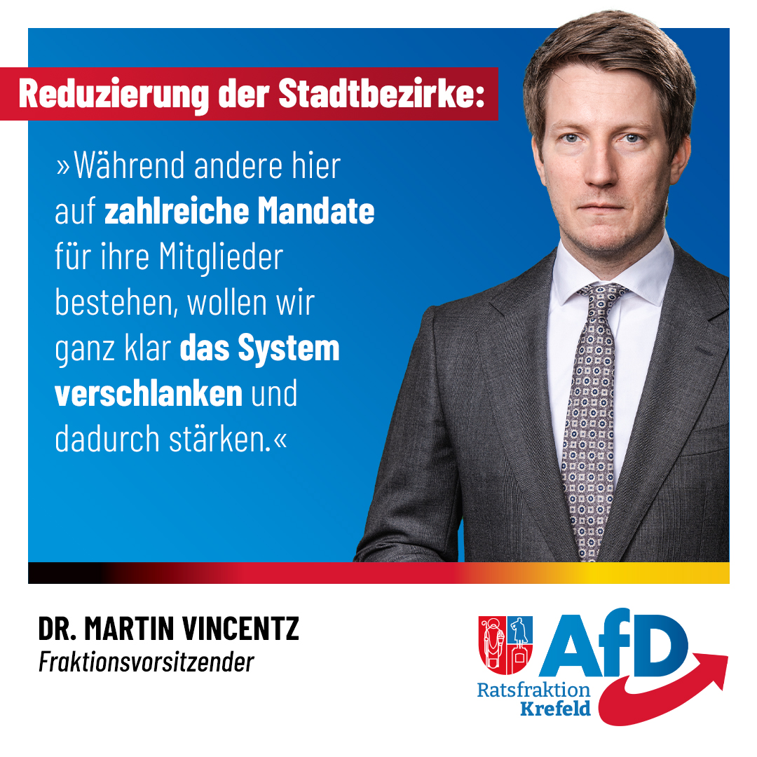 AfD befürwortet die Reduzierung der Anzahl der Stadtbezirke.