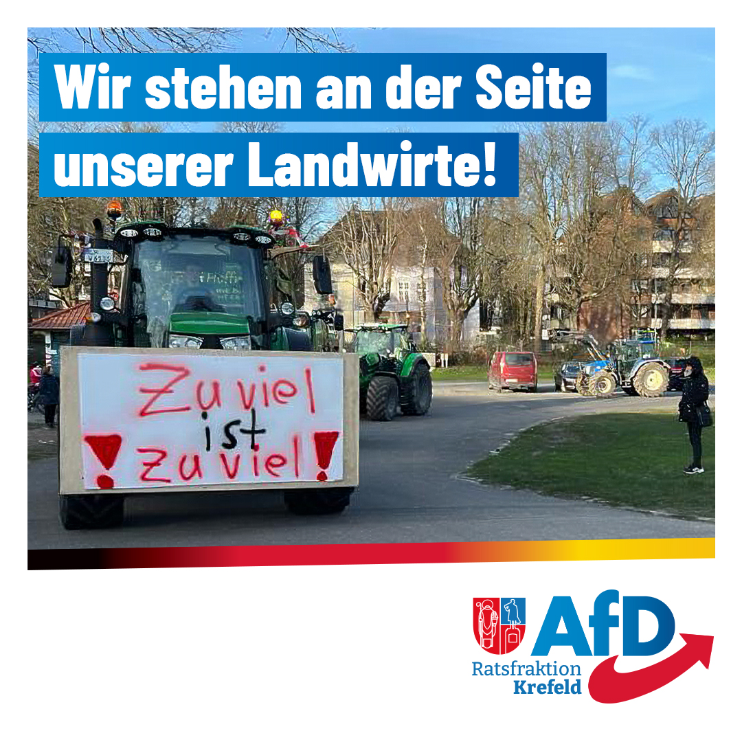 Bauernproteste: AfD-Fraktion Krefeld steht an der Seite der Landwirte!