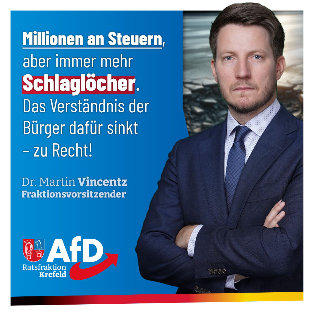 Millionen an Steuereinnahmen aber immer mehr Schlaglöcher – in Krefeld ein Dauerzustand